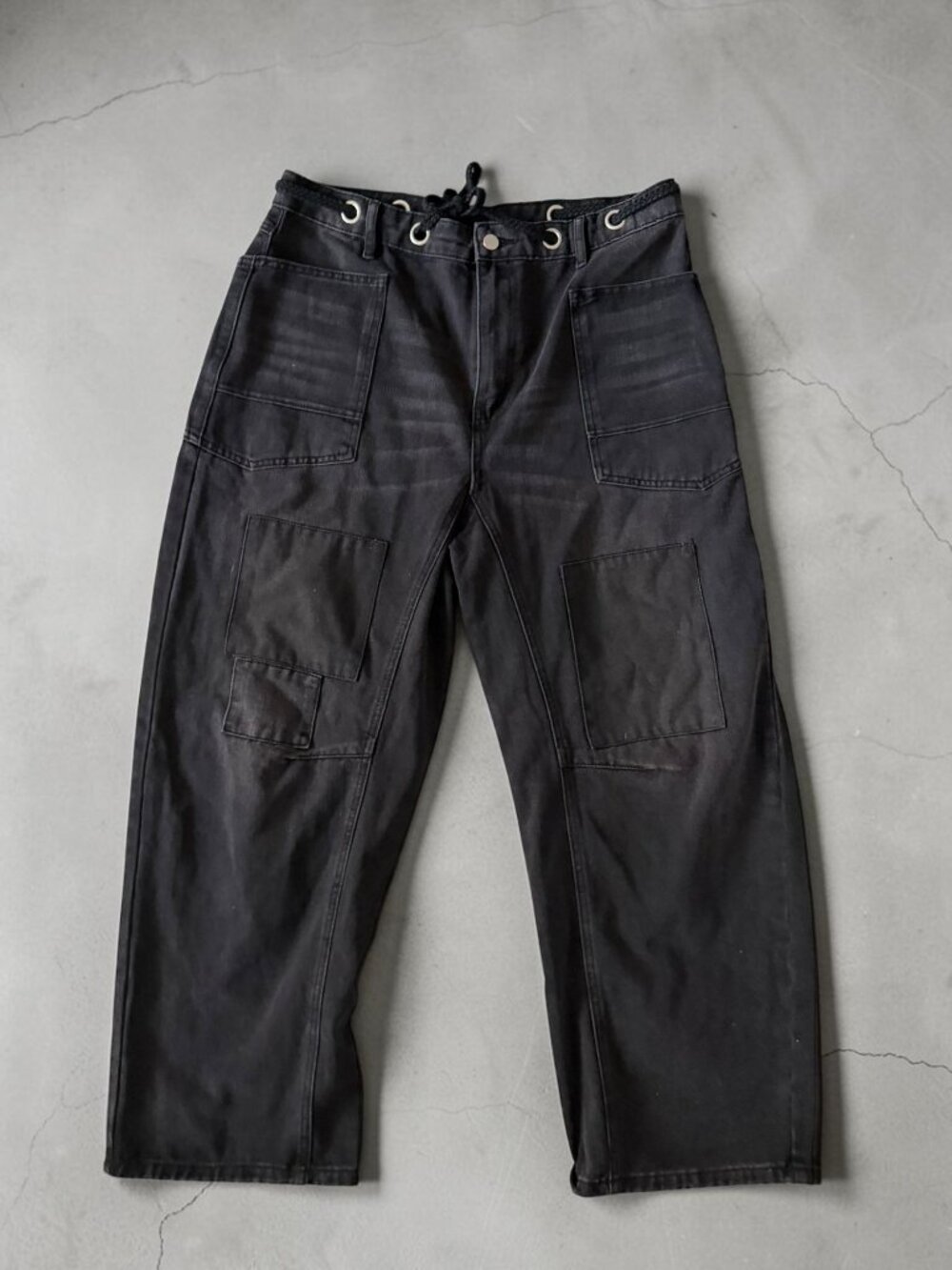 BLACK Wide Leg Denim Crop Pants Size US 12